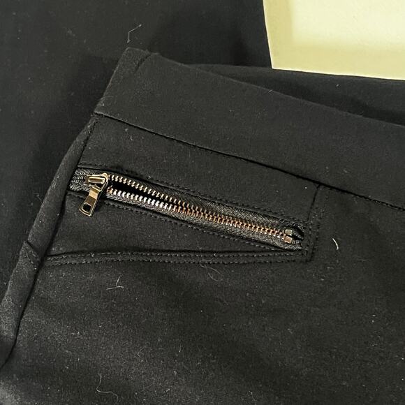 Ann Taylor Black Pull-on Straight Ankle Pants Large/Tall Zippered Pockets - Picture 13 of 16